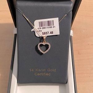18” 14 Karat Rose Gold Diamond Heart Necklace Certified